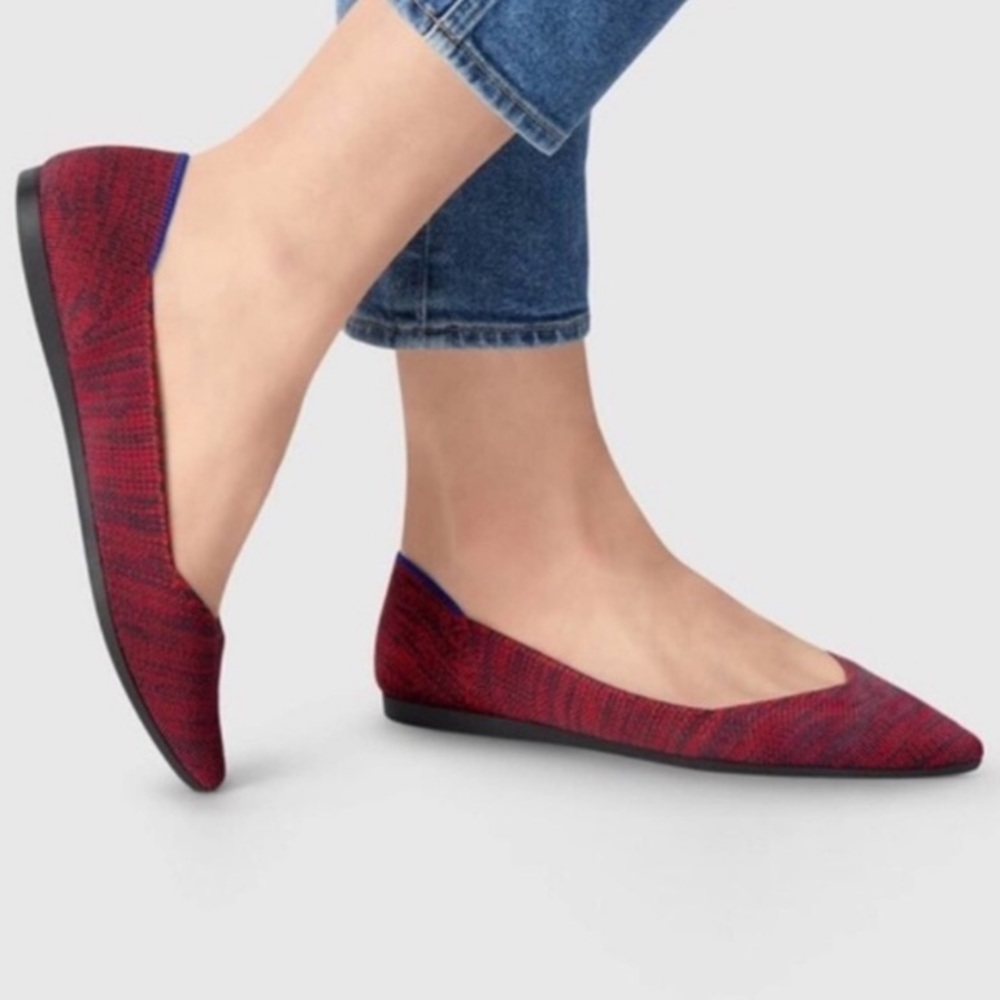 Rothy’s The Point Crimson Heather Flats Size 9